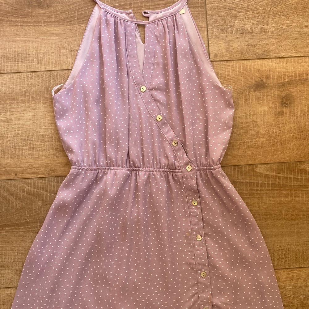 Francescias sundress. Size small. Worn once. Purple with white dots